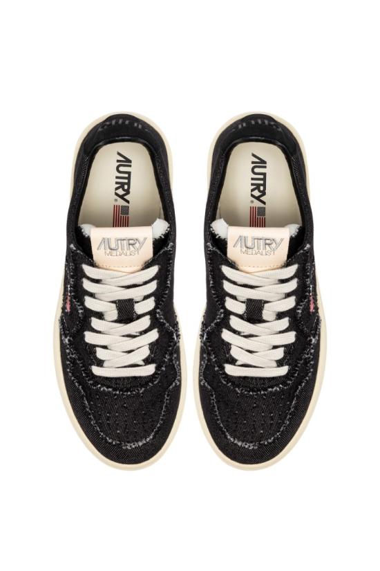 25SS 오트리 메달리스트 로우 레더 스니커즈 AULW DE04DENIM DENIM BLACK - AUTRY