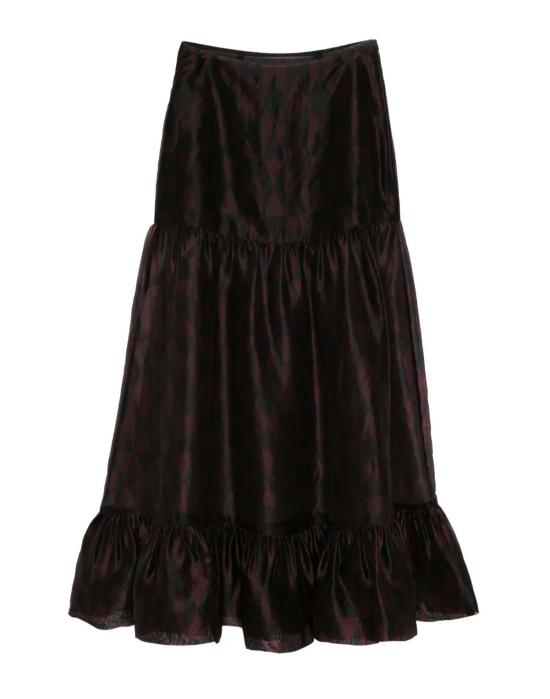  신시아 로리 롱 스커트 신시아 로울리 유제니아 오르간자 스커트 블랙/버건디 - CYNTHIA ROWLEY