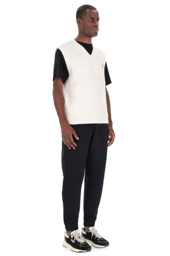 25FW 메종키츠네 폭스 헤드 울 립드 베스트 PM00810KT1149P700 White - MAISON KITSUNE