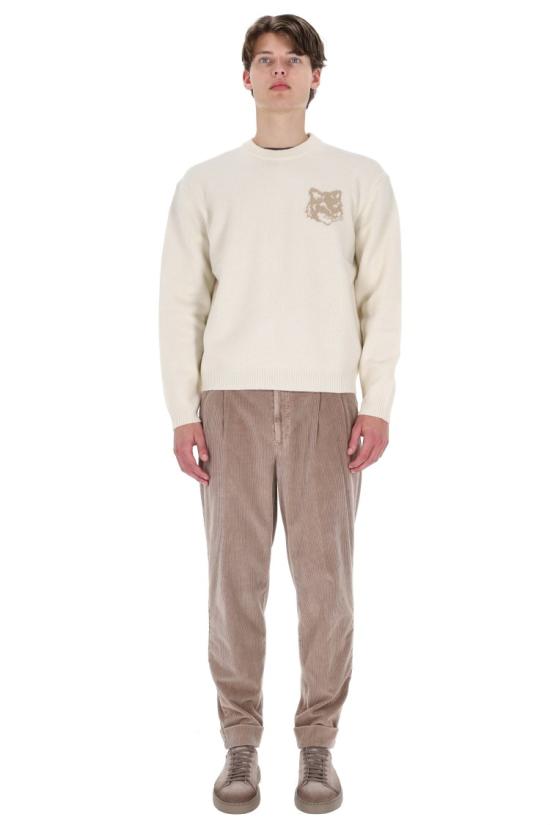 25FW 메종키츠네 폭스 헤드 인타르시아 메리노 스웨터 PM00816KM03290395 Neutrals - MAISON KITSUNE