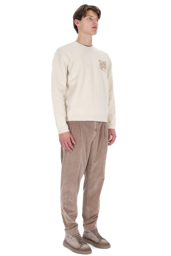 25FW 메종키츠네 폭스 헤드 인타르시아 메리노 스웨터 PM00816KM03290395 Neutrals - MAISON KITSUNE