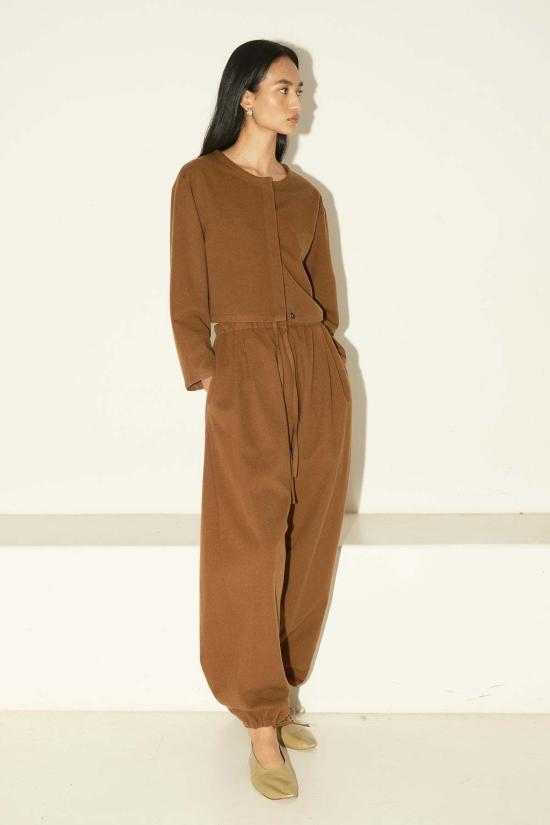  다두라 스트레이트 팬츠 다투라 브러쉬드 울 검도 팬츠 아베야나 브라운 - DATURA
