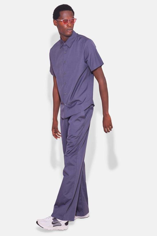  블루&크림 트레이닝/조거 팬츠 WVBCPNTM151 CHARCOAL MICRO STRIPE - BLUE&CREAM