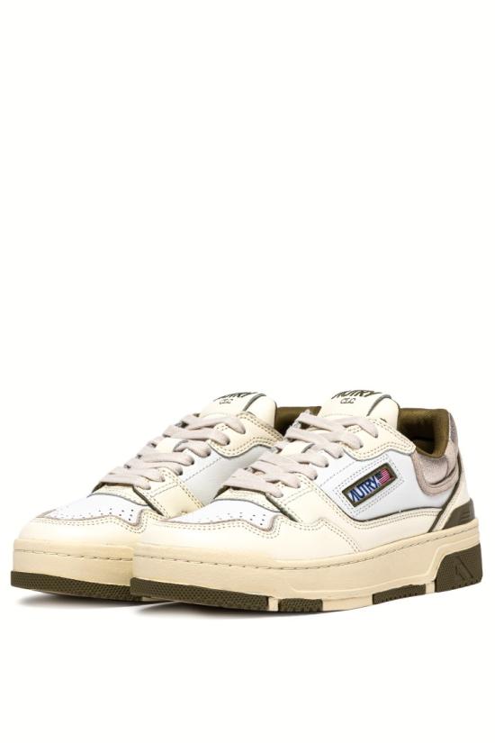 25FW 오트리 CLC 로우탑 레더 스니커즈 ROLW TE02WHT LIZARD Neutrals - AUTRY