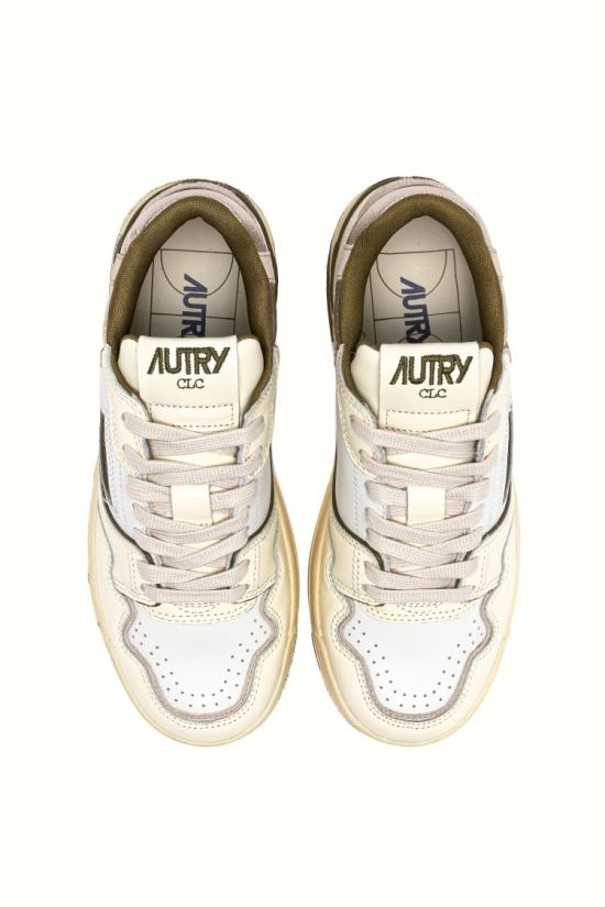 25FW 오트리 CLC 로우탑 레더 스니커즈 ROLW TE02WHT LIZARD Neutrals - AUTRY