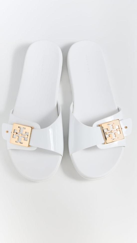 토리버치 뮬/슬리퍼 버클 슬라이드 화이트/골드 - TORY BURCH