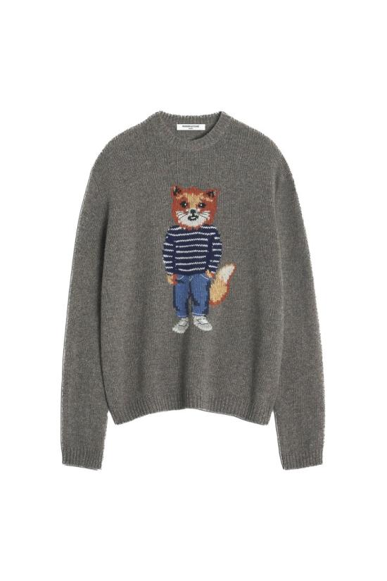 25FW 메종키츠네 드레스드 폭스 인타르시아 울 스웨터 PM00806KH0002H170 Grey - MAISON KITSUNE