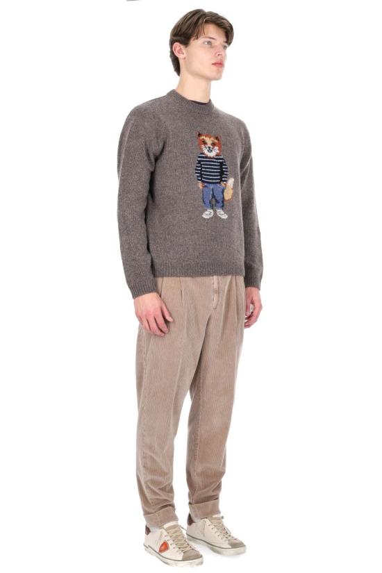 25FW 메종키츠네 드레스드 폭스 인타르시아 울 스웨터 PM00806KH0002H170 Grey - MAISON KITSUNE