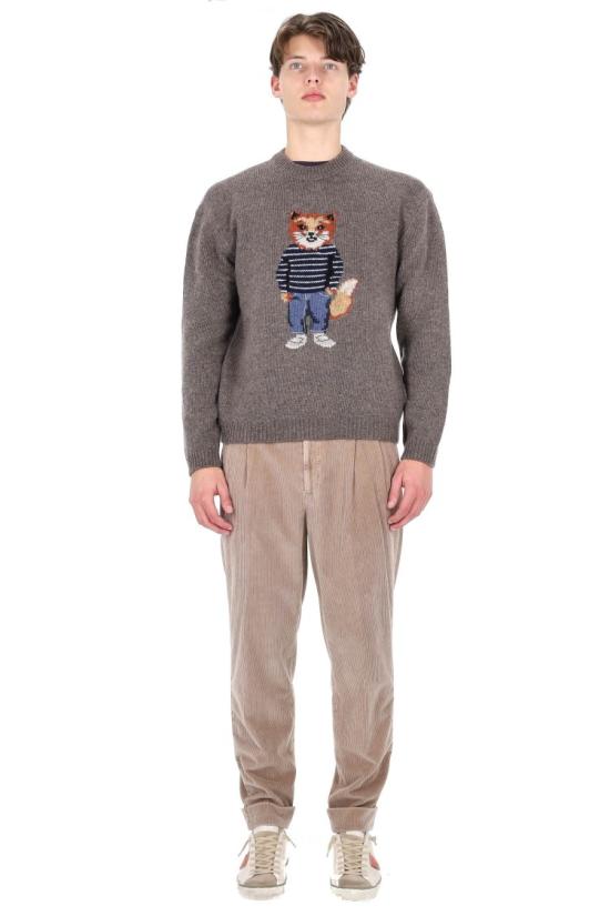 25FW 메종키츠네 드레스드 폭스 인타르시아 울 스웨터 PM00806KH0002H170 Grey - MAISON KITSUNE