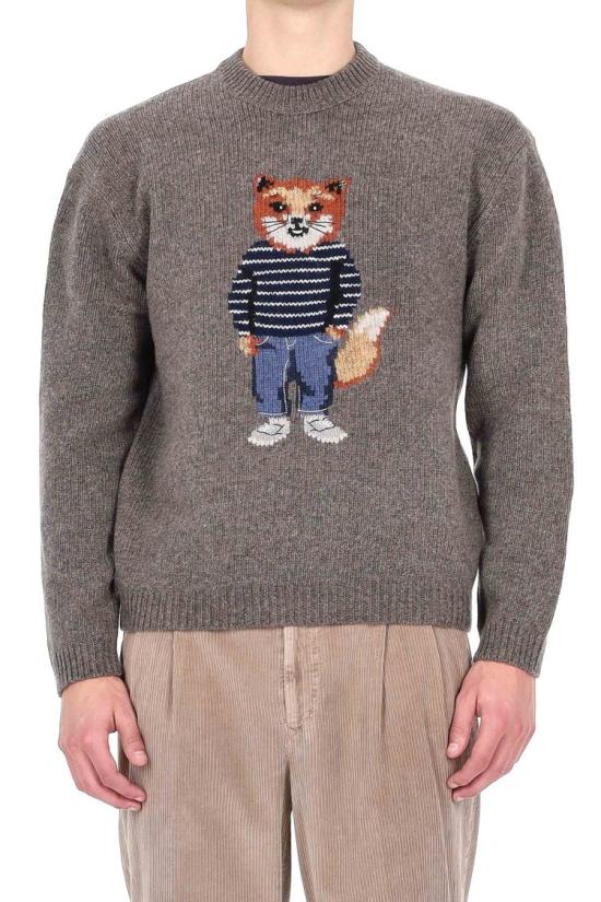 25FW 메종키츠네 드레스드 폭스 인타르시아 울 스웨터 PM00806KH0002H170 Grey