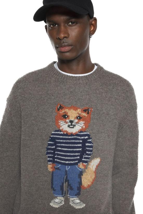 25FW 메종키츠네 드레스드 폭스 인타르시아 울 스웨터 PM00806KH0002H170 Grey - MAISON KITSUNE