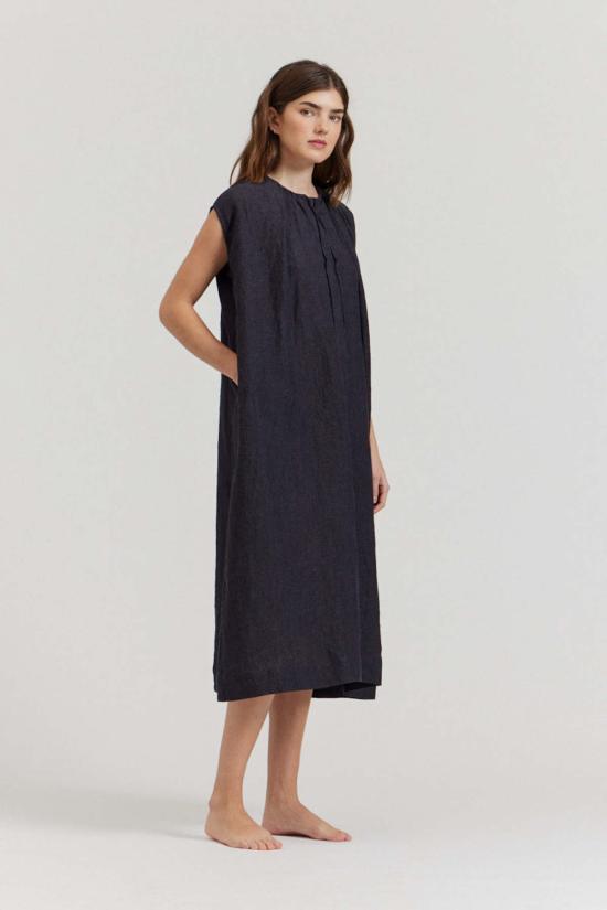  There Elsewhere 롱 원피스 There Elswhere 박시 린넨 미디 드레스 스톰 - OTHER BRANDS