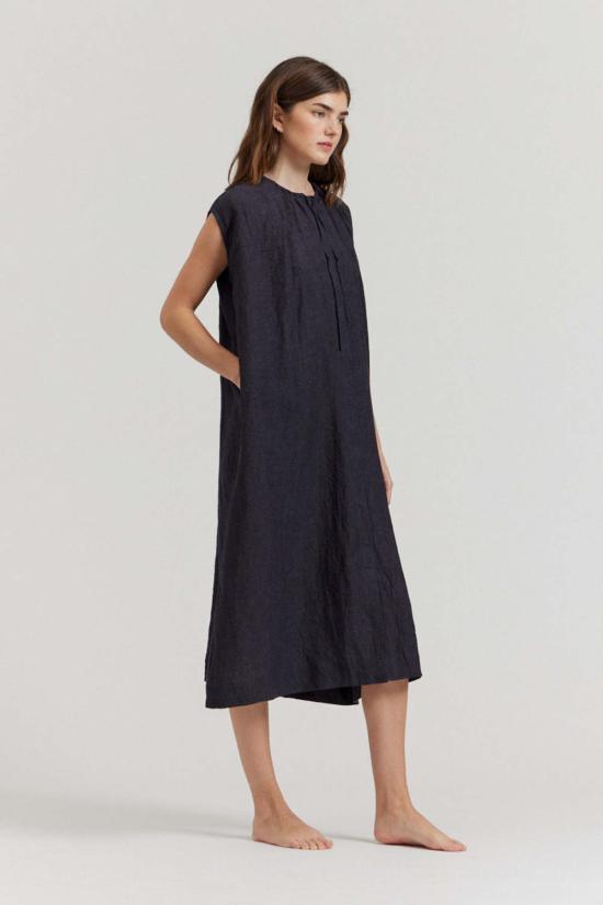  There Elsewhere 롱 원피스 There Elswhere 박시 린넨 미디 드레스 스톰 - OTHER BRANDS