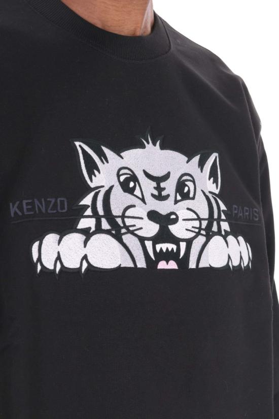 25FW 겐조 해피 타이거 자수 스웨트셔츠 FF65SW2654MF99J Black - KENZO