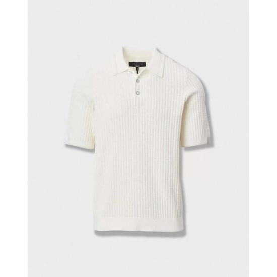  랙앤본 폴로 티셔츠 Rag & Bone Harvey Rib Polo Chalk