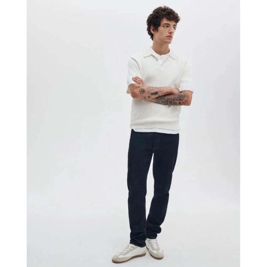  랙앤본 폴로 티셔츠 Rag & Bone Harvey Rib Polo Chalk - RAG & BONE