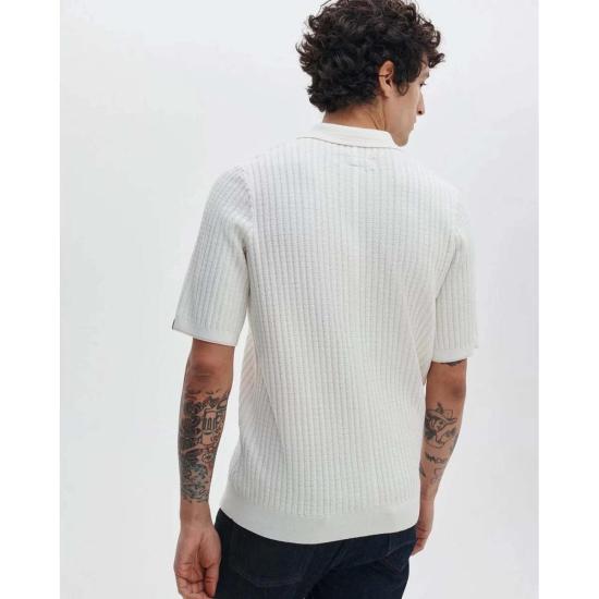  랙앤본 폴로 티셔츠 Rag & Bone Harvey Rib Polo Chalk - RAG & BONE