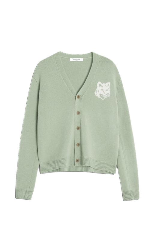 25FW 메종키츠네 폭스 헤드 인타르시아 메리노 가디건 PM00509KM03290396 Grey - MAISON KITSUNE