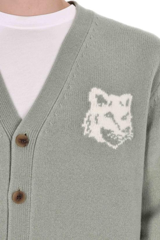 25FW 메종키츠네 폭스 헤드 인타르시아 메리노 가디건 PM00509KM03290396 Grey - MAISON KITSUNE