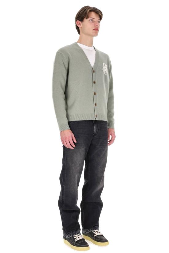 25FW 메종키츠네 폭스 헤드 인타르시아 메리노 가디건 PM00509KM03290396 Grey - MAISON KITSUNE