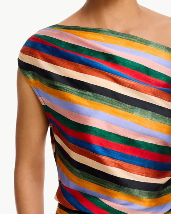  스타우드 롱 원피스 파레 실크 맥시 드레스 아티스트 스트라이프 - STAUD