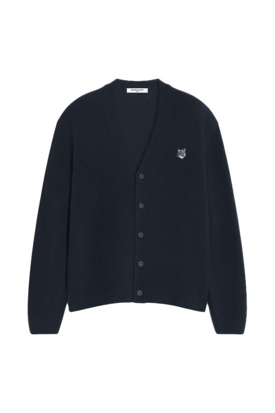 25FW 메종키츠네 폭스 헤드 램스울 컴포트 가디건 PM00502KT10060413 Black - MAISON KITSUNE