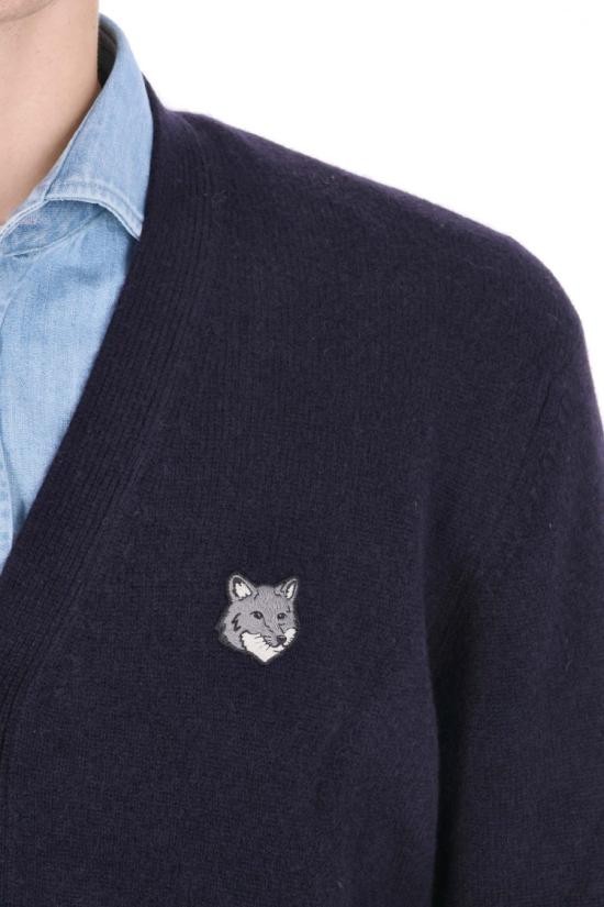 25FW 메종키츠네 폭스 헤드 램스울 컴포트 가디건 PM00502KT10060413 Black - MAISON KITSUNE