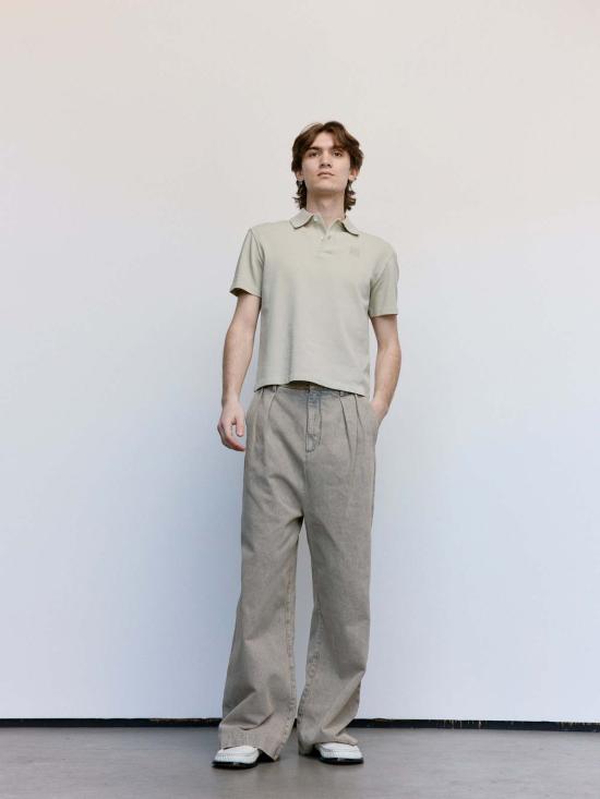  로에베 스트레이트 팬츠 데님 플리츠 팬츠 샌드 - LOEWE
