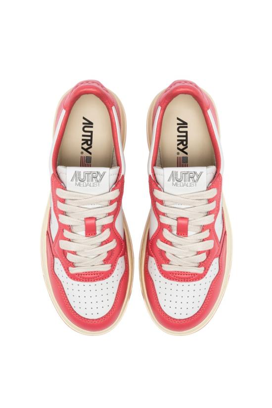 25SS 오트리 메달리스트 로우 레더 스니커즈 AULW WB55WHT TEAROSE Burgundy - AUTRY