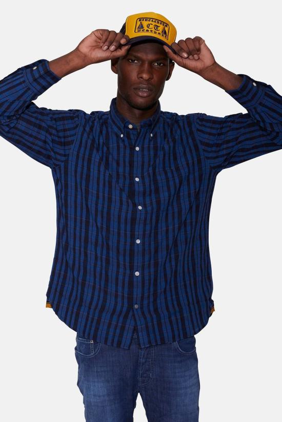  Original Madras Trading Company 셔츠 OM44609 03 NAVY CHECK - OTHER BRANDS