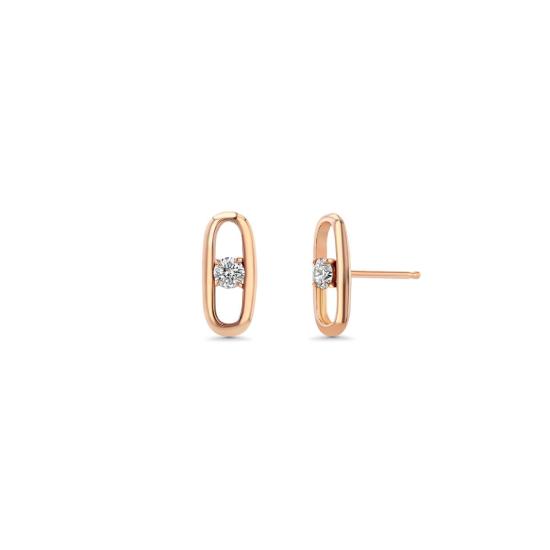  리지 맨들러 파인 주얼리 이어링 링크 스터드, 프롱 세팅 다이아몬드 귀걸이 - LIZZI MANDLER FINE JEWELRY