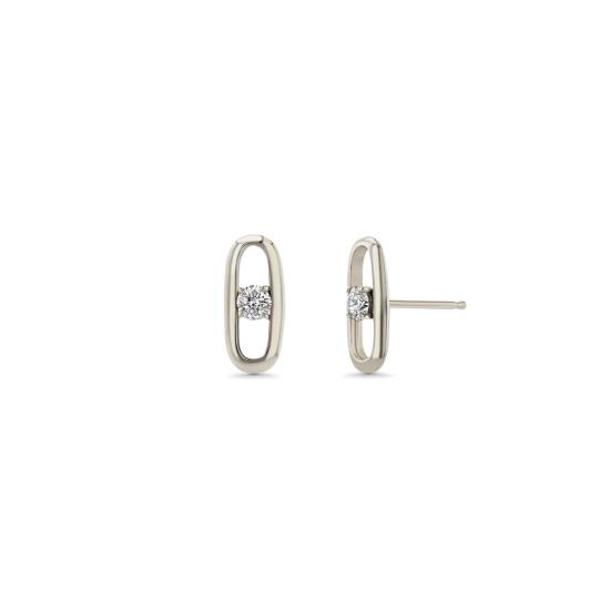  리지 맨들러 파인 주얼리 이어링 링크 스터드, 프롱 세팅 다이아몬드 귀걸이 - LIZZI MANDLER FINE JEWELRY