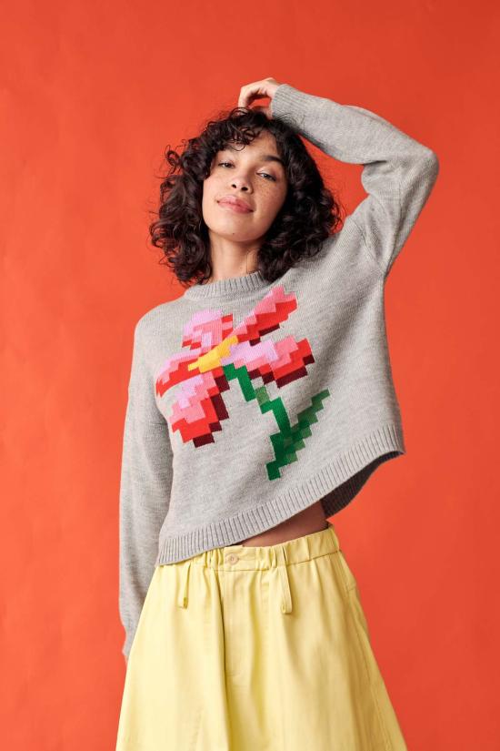  지지 니트웨어 스웨터 픽셀 플라워 - GIGI KNITWEAR