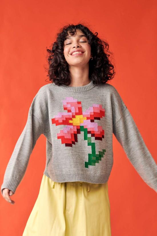  지지 니트웨어 스웨터 픽셀 플라워 - GIGI KNITWEAR