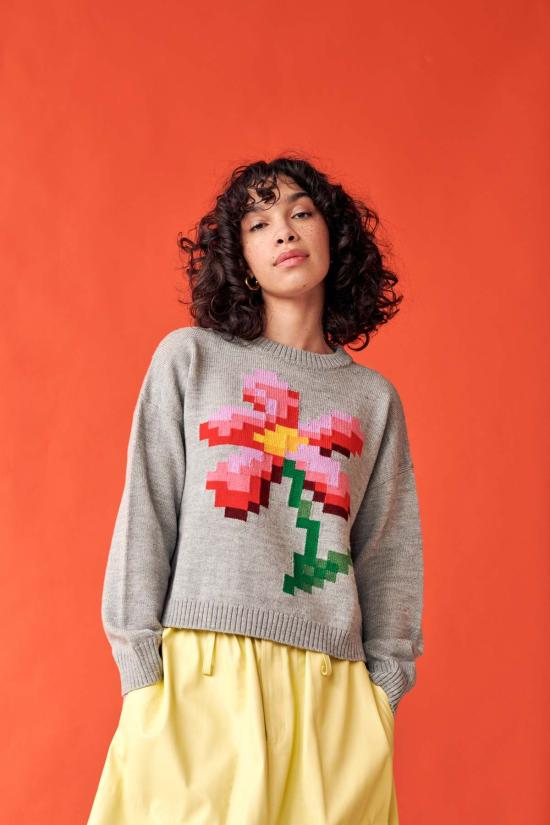  지지 니트웨어 스웨터 픽셀 플라워 - GIGI KNITWEAR