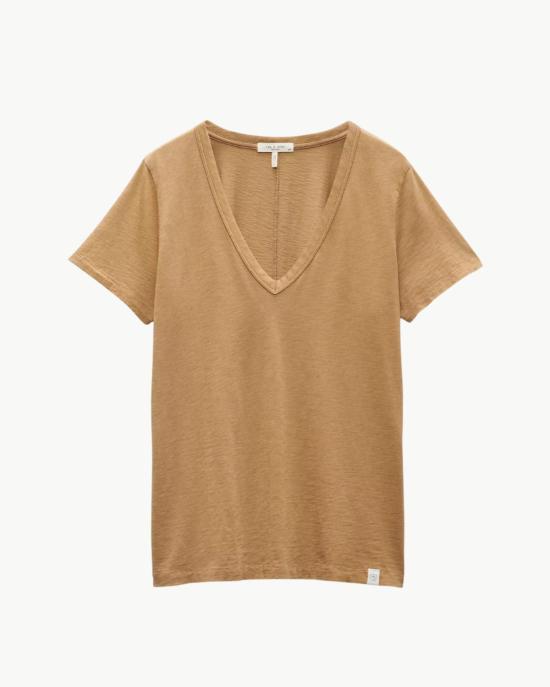  랙앤본 반팔 티셔츠 Rag & Bone The Slub Vee 티셔츠 카키색