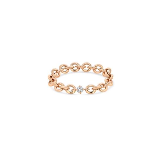  리지 맨들러 파인 주얼리 반지 마이크로 체인 링, 중앙의 작은 다이아몬드 링 - LIZZI MANDLER FINE JEWELRY