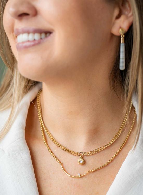  로니 폴 주얼리 목걸이/팬던트 커브드 바 네크리스 골드 - LONI PAUL JEWELRY