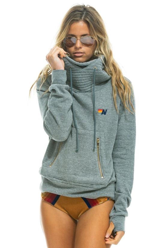  에비에이터 에디션 후드 티셔츠 Aviator Nation 닌자 후드 티 헤더 그레이