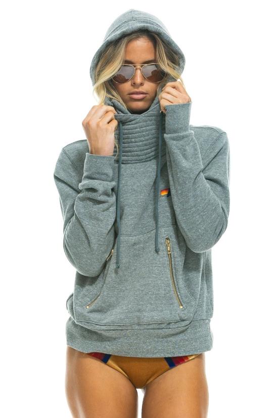  에비에이터 에디션 후드 티셔츠 Aviator Nation 닌자 후드 티 헤더 그레이 - AVIATOR NATION