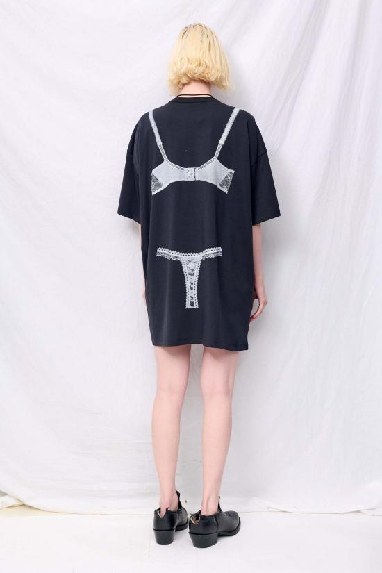  바퀘라 숏 원피스 Vaquera Trompe L'oeil Tall Tee 니트 드레스 워시드 블랙 - VAQUERA