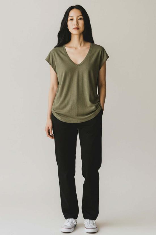  이자벨마랑 반팔 티셔츠 이자벨 마랑 잔쿠 티셔츠 다크 카키 - ISABEL MARANT