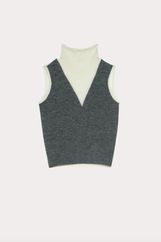  레이첼 코미 민소매 티셔츠 호윌 탑 차콜 크림 - RACHEL COMEY