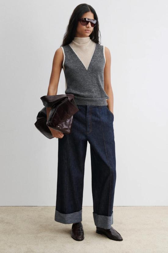  레이첼 코미 민소매 티셔츠 호윌 탑 차콜 크림 - RACHEL COMEY
