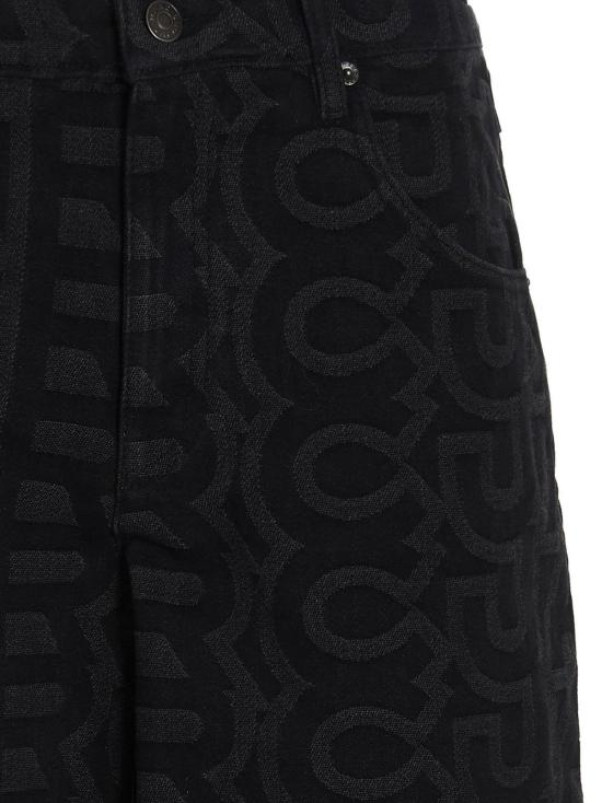  마크제이콥스 스트레이트 팬츠 마크 제이콥스 모노그램 코튼 블렌드 데님 진 블랙 - MARC JACOBS