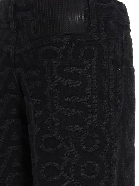  마크제이콥스 스트레이트 팬츠 마크 제이콥스 모노그램 코튼 블렌드 데님 진 블랙 - MARC JACOBS