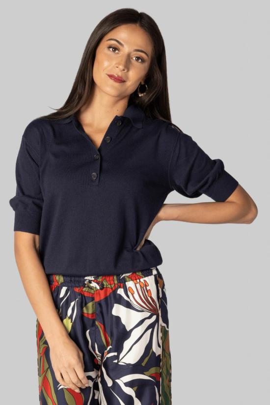  어피스 어파트 폴로 티셔츠 Apiece Apart Oda Polo Top Midnight