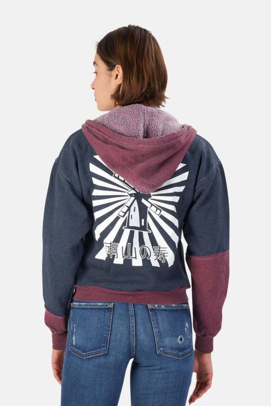 블루&크림 후드 티셔츠 BNCWSP21 05 NAVY MAROON - BLUE&CREAM
