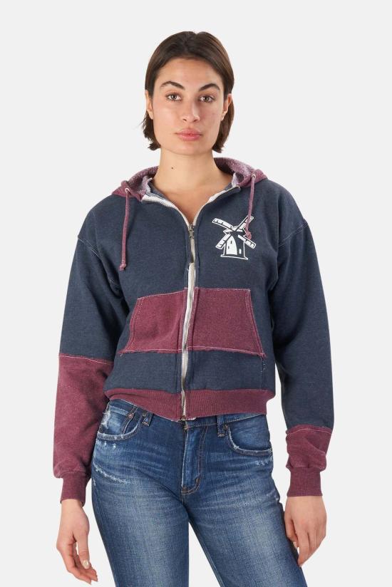  블루&크림 후드 티셔츠 BNCWSP21 05 NAVY MAROON