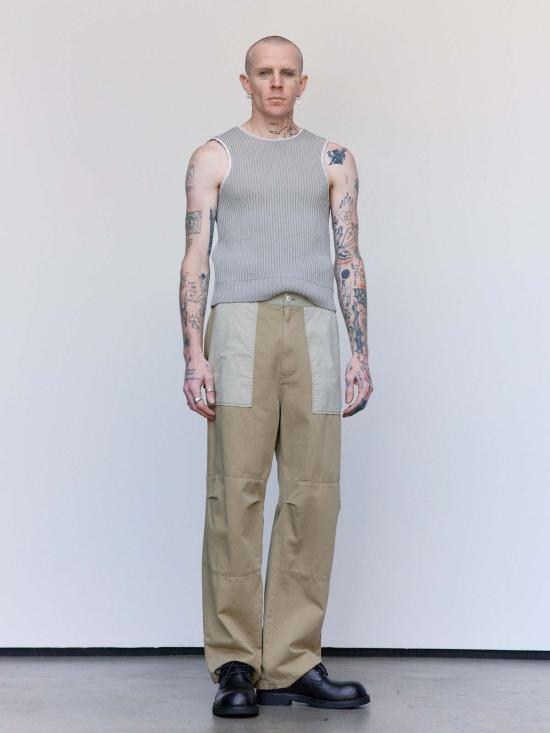  MM6 메종마르지엘라 민소매 티셔츠 Mm6 메종 마르지엘라 코튼 골지 니트 슬리브리스 탑 - MM6 MAISON MARGIELA